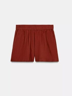 Zara Rust-Red Elastic Shorts